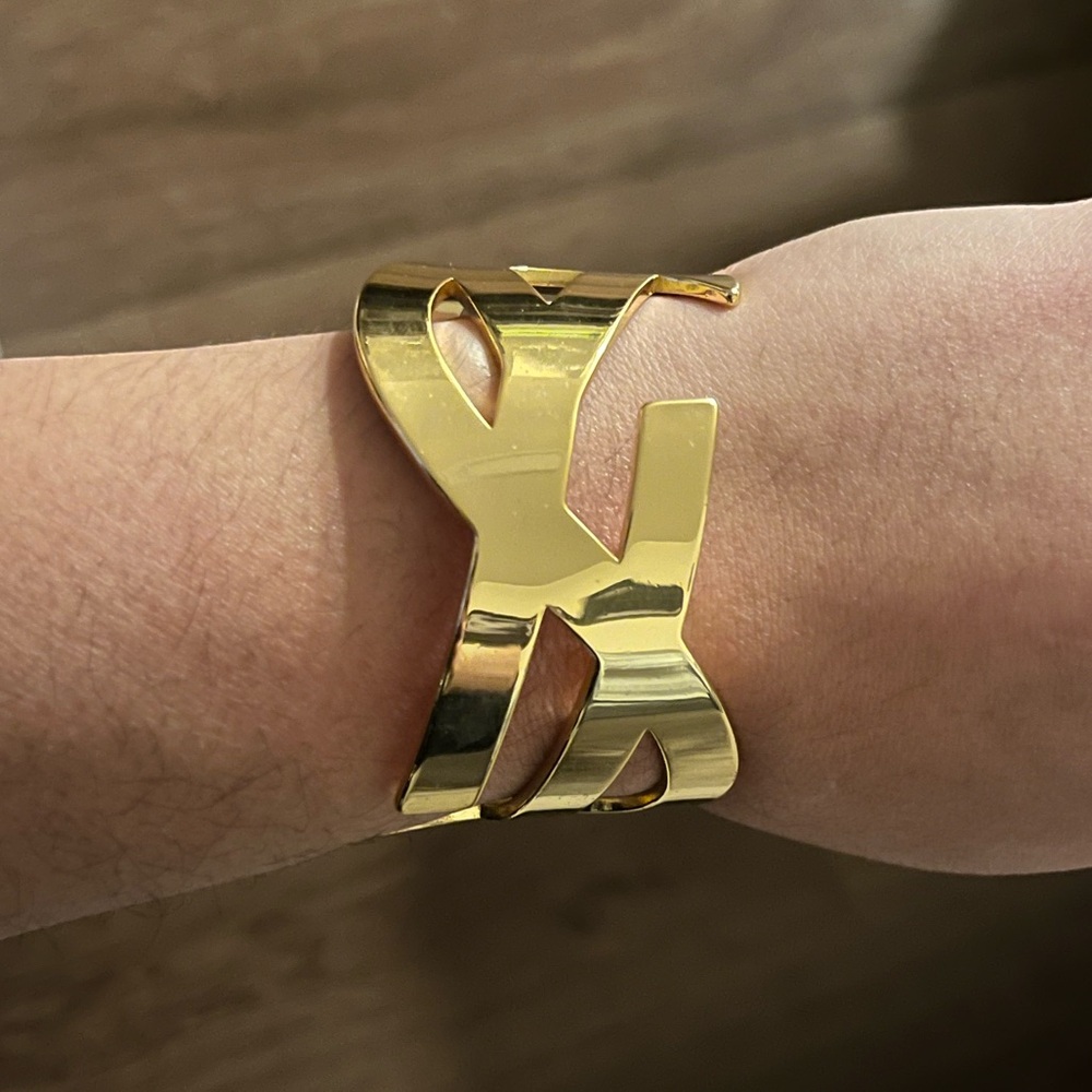 YSL Gold Cassandra Statement Cuff Bracelet - Picture 2 of 8